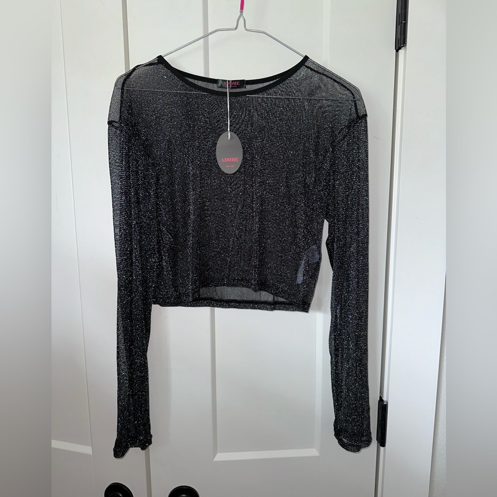 Long sleeve sheer crop top